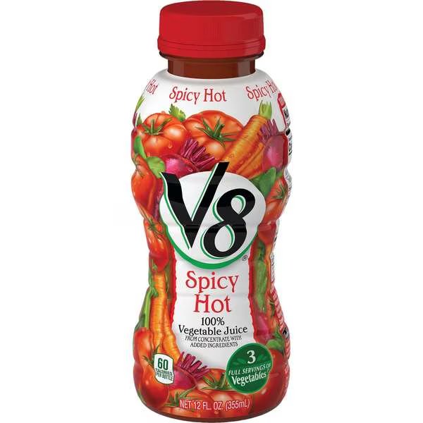V8 Spicy Hot Vegetable Juice 12 oz. Bottle, PK12, V8, Mfr#: 000013802