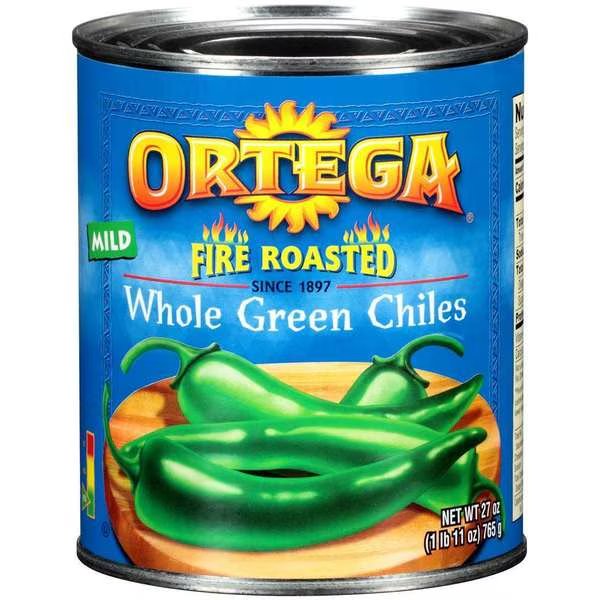 Ortega Fire Roasted Whole Green Chiles 27 oz. Cans, PK12, Ortega, Mfr#: 701019