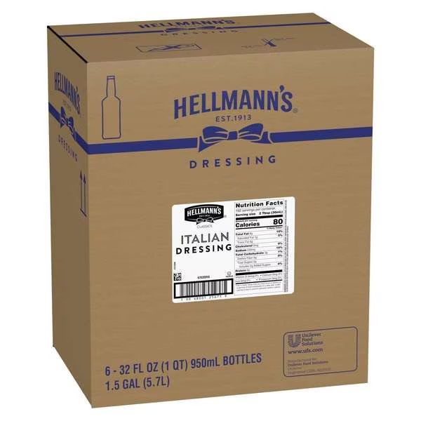 Italian Salad Dressing Salad Bar Bottles 32 fl. oz., PK6, Hellmanns, Mfr#: 84120325