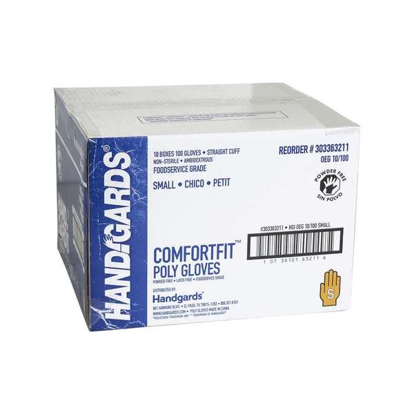 ComfortFit, Poly Disposable Gloves, Poly, Powder-Free, S, 1000 PK, Valugards, Mfr#: 303363211