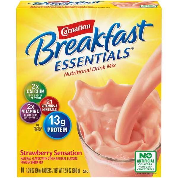 Carnation Strawberry Breakfast Essentials Drink Mix 12.6 oz., PK6, Carnation, Mfr#: 00050000486502