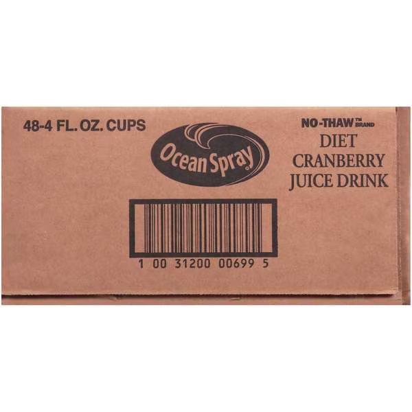 Ocean Spray No Thaw Diet Cranberry Juice 4 fl. oz. Cups, PK48, Ocean Spray, Mfr#: 00699