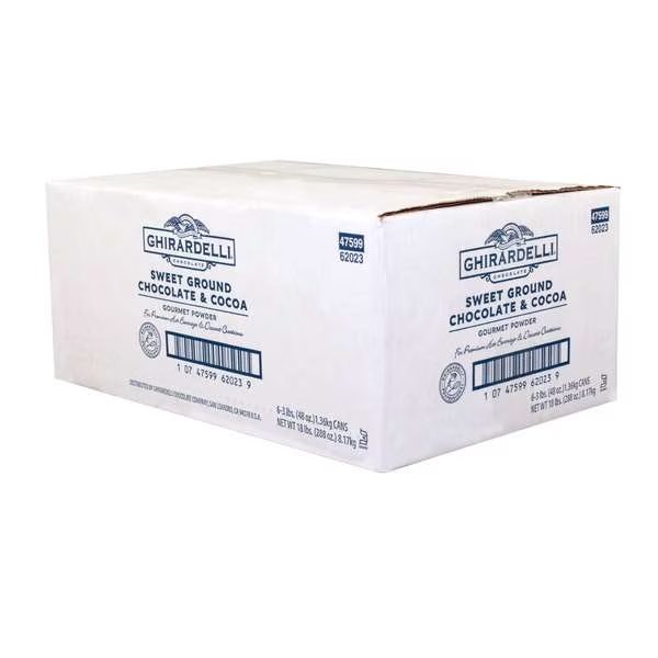 Ghirardelli Sweet Ground Chocolate Cocoa Can 3lbs, PK6, Ghirardelli, Mfr#: 62023