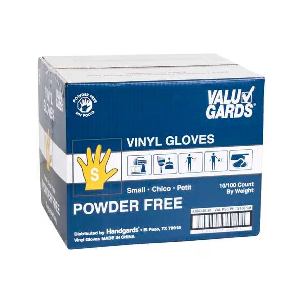 Valugards PF, Vinyl Disposable Gloves, Vinyl, Powder-Free, S, 1000 PK, Clear, Valugards, Mfr#: 304340181