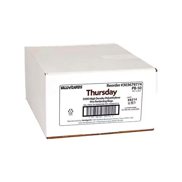 Bag High Density Preportion Bag Printed Thursday Brown, PK2000, Valugards, Mfr#: 303679774