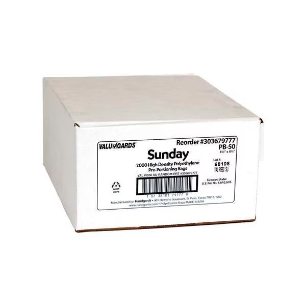 High Density Proportion Printed Sunday Black Bag, PK2000, Valugards, Mfr#: 303679777