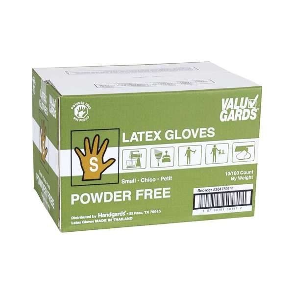 Valugards Latex, Latex Disposable Gloves, Latex, Powder-Free, S, 1000 PK, White, Valugards, Mfr#: 304750141