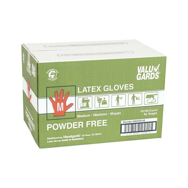 Valugards Latex, Latex Disposable Gloves, Latex, Powder-Free, M, 1000 PK, White, Valugards, Mfr#: 304750142