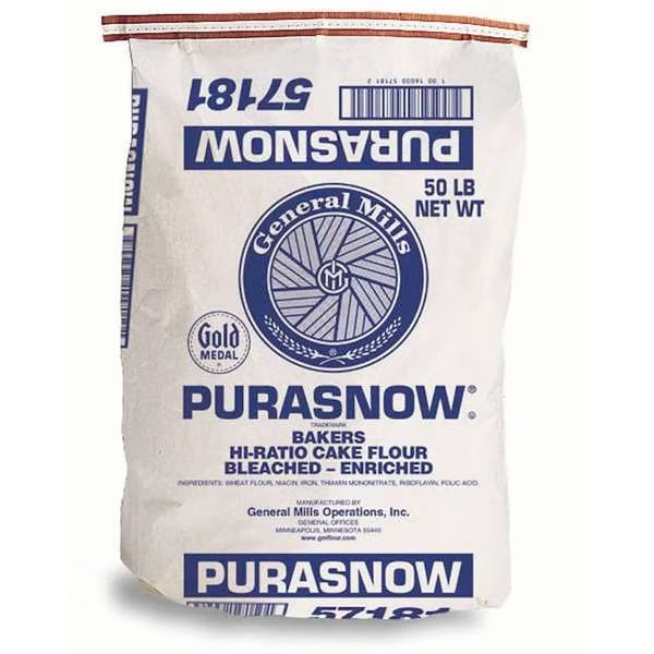 Gold Medal Purasnow Bakers Hi-Ratio Cake Bleached Enriched Flour 50lbs, Gold Medal, Mfr#: 16000-57181