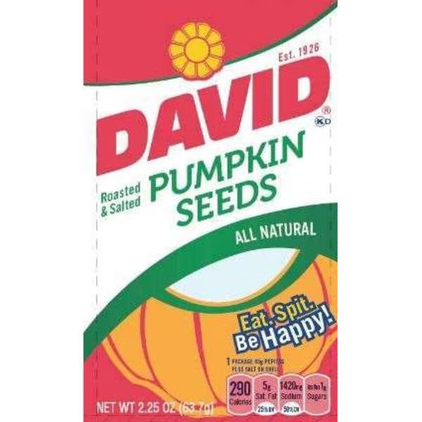 David Original Pumpkin Seeds 2.25 oz., PK12, David, Mfr#: 2620046370
