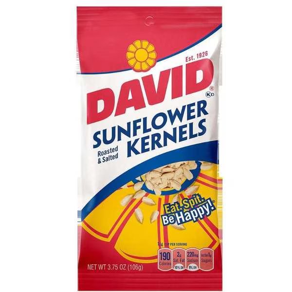 David Sunflower Kernels 3.75 oz., PK12, David, Mfr#: 2620046070