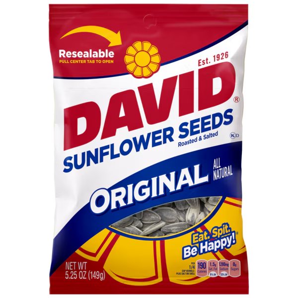 David Original Sunflower Seeds 5.25 oz., PK12, David, Mfr#: 2620046170
