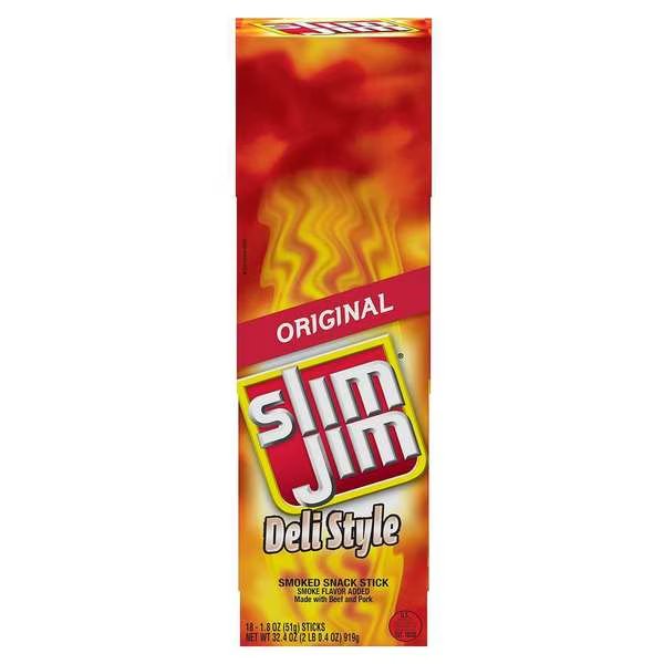 Slim Jim Deli Style Smoked Meat Snack Sticks 1.8 oz. Sticks, PK108, Slim Jim, Mfr#: 2620014012