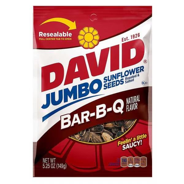 David BBQ Sunflower Seeds 5.25 oz., PK12, David, Mfr#: 2620046570
