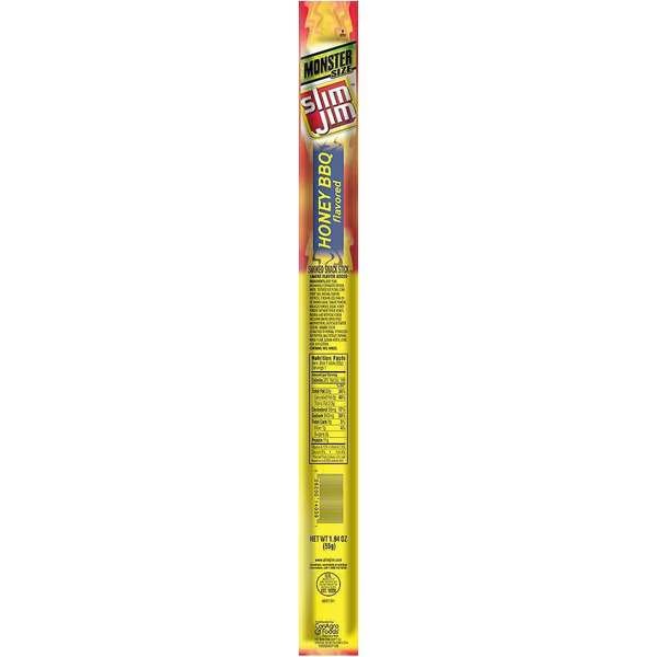 Monster Honey Barbecue Flavored Smoked Meat Snack Sticks 1.94oz., PK108, Slim Jim, Mfr#: 2620014041