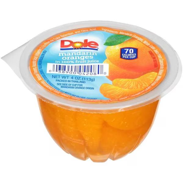 Dole Mandarin In Juice Fruit Bowl 4 oz. Cup, PK36, Dole, Mfr#: 04208