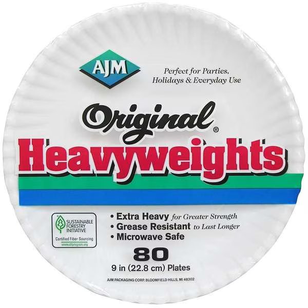 AJM Original Heavyweight Paper Plate, PK960, Ajm Packaging, Mfr#: OH9AJFWH
