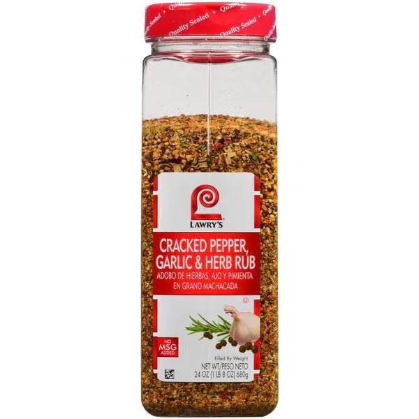 Lawry's Cracked Pepper Garlic Herb Rub 24 oz., PK6, Lawrys, Mfr#: 900398923