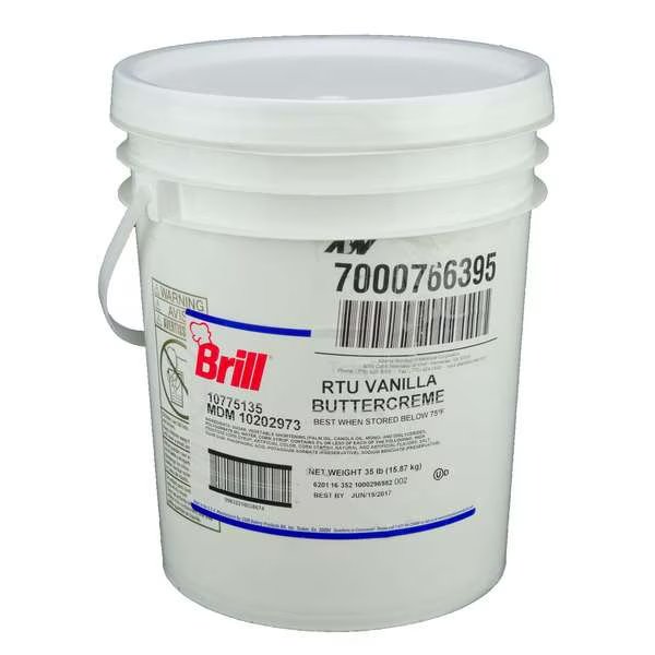Brill Light 'N Fluffy Vanilla Buttercream Icing 35lbs, Brill, Mfr#: 10202973