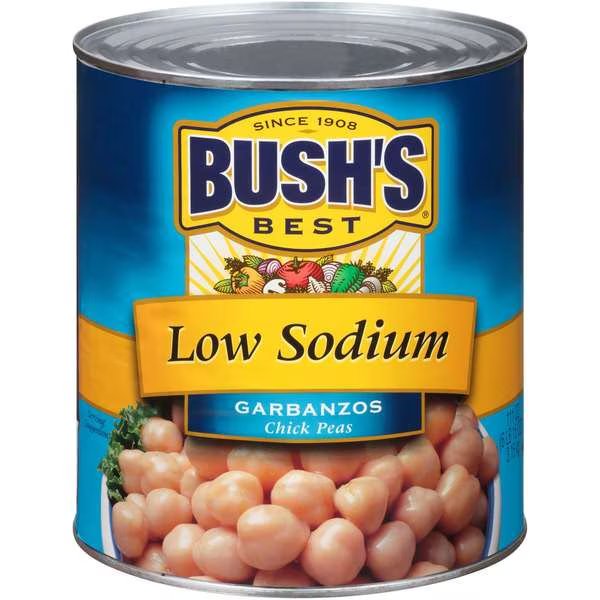 Bush's Best Low Sodium Garbanzo Beans #10 Can, PK6, Bushs Best, Mfr#: 01701