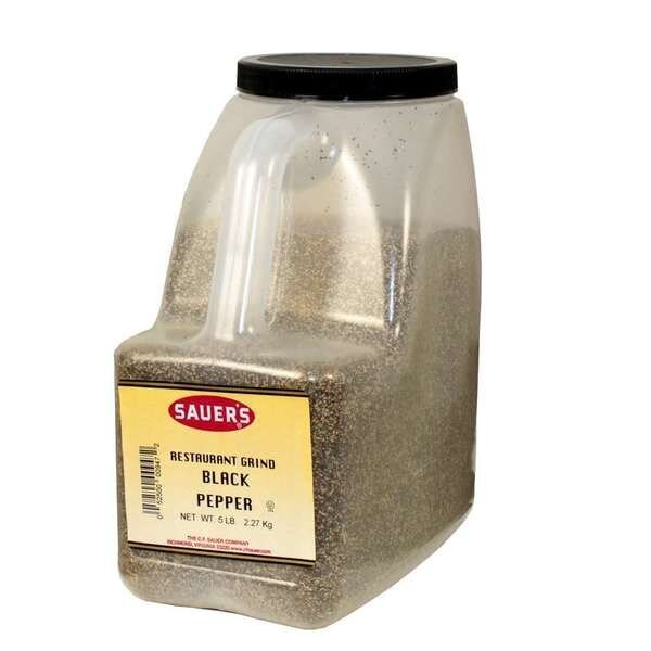 Sauer Black Ground Restaurant Pepper 5lbs Bottle, PK3, Sauer, Mfr#: 00947
