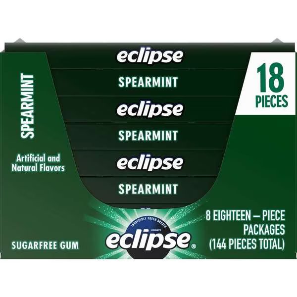 Eclipse Single Serve Spearmint Gum 18 Pieces, PK144, Eclipse, Mfr#: 271900