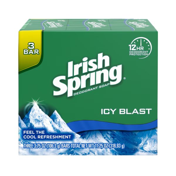 Bar Soap Icy Blast 3 Bar 11.25 oz., PK18, Irish Spring, Mfr#: 114184