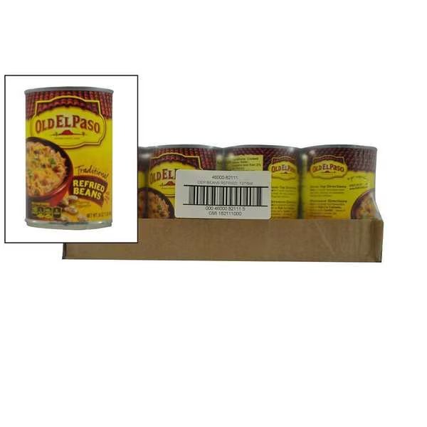 Old El Paso Taco Toppings Refried Beans 16 oz., PK12, Old El Paso, Mfr#: 46000-82111
