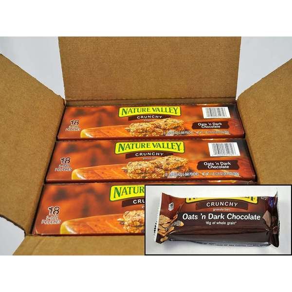 Oats 'N Dark Chocolate Crunchy Granola Bars 1.49 oz., PK108, Nature Valley, Mfr#: 16000-31261