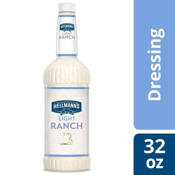 Light Ranch Salad Dressing Salad Bar Bottles 32 fl. oz., PK6, Hellmanns, Mfr#: 84120333