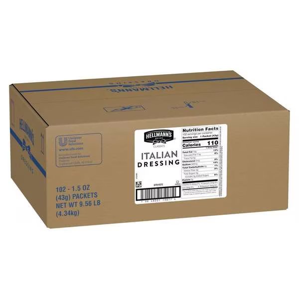 Italian Salad Dressing 1.5 oz. Portion Control Sachets, PK102, Hellmanns, Mfr#: 84119877