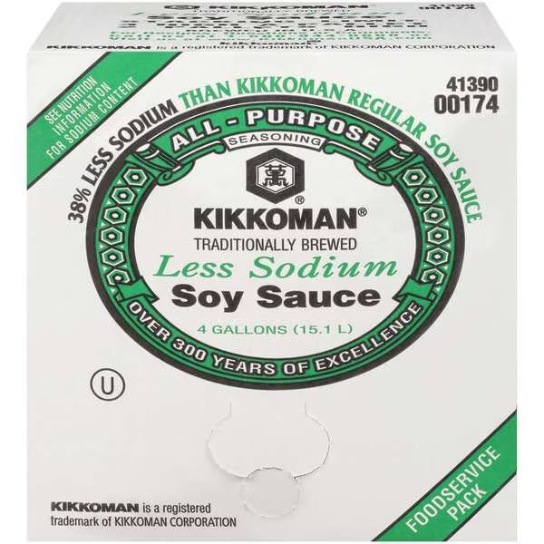 Kikkoman Low Sodium Soy Sauce 4 gal. Cube Pack, Kikkoman, Mfr#: 00174