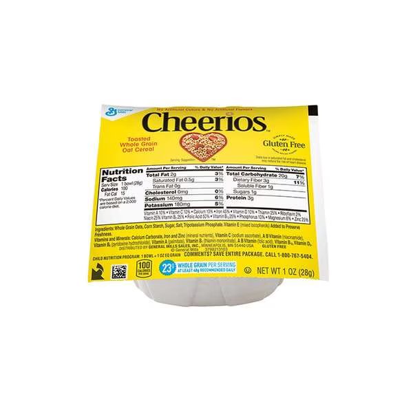 Cheerios Whole Grain Oat Gluten Free Cereal Bowlpak 1 oz., PK96, Cheerios, Mfr#: 16000-32262
