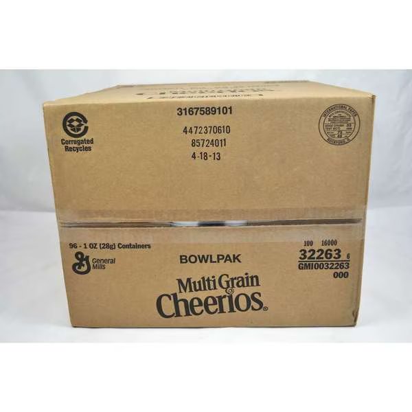 Multigrain Cheerios Bowl Pak Multi-Grain Cheerios Cereal 1 oz., PK96, Cheerios, Mfr#: 16000-32263