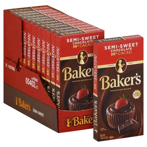 Baker Chocolate Semi Sweet 4 oz., PK12, Bakers, Mfr#: 10043000054021