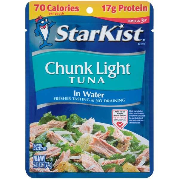 Lite Tuna Chunk Water Pouch 2.6 oz., PK24, Starkist, Mfr#: 495240