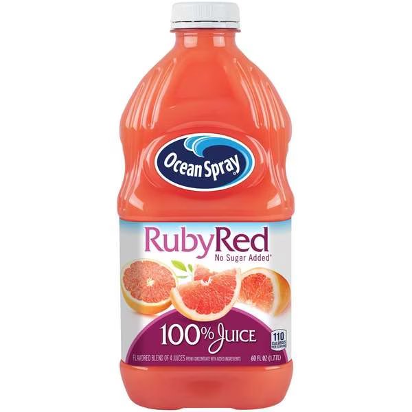 Ocean Spray 100% Ruby Red Grapefruit Juice 60 fl. oz. Bottles, PK8, Ocean Spray, Mfr#: 33669