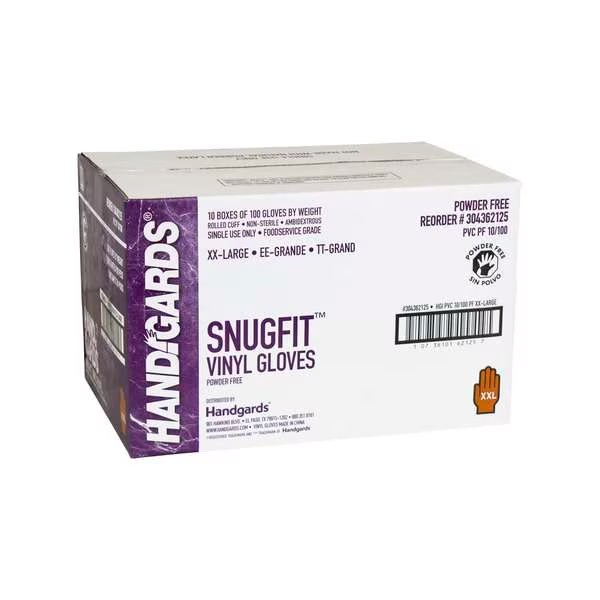 Handgards Snugfit Vinyl Powder Free Xx-Large Glove, PK1000, Handgards, Mfr#: 304362125