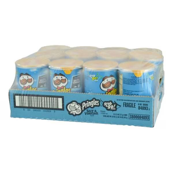 Pringles Salt & Vinegar Potato Crisp 2.5 oz., PK12, Pringles, Mfr#: 3800084893