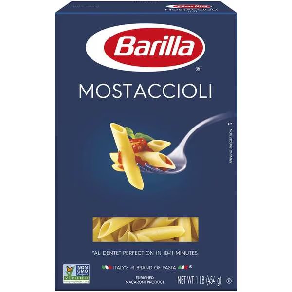 Barilla Mostaccioli Pasta 16 oz., PK12, Barilla, Mfr#: 1000010537