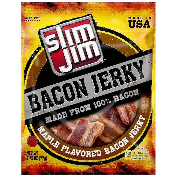 Slim Jim Maple Bacon Jerky 2.75 oz. Bags, PK8, Slim Jim, Mfr#: 2620017235