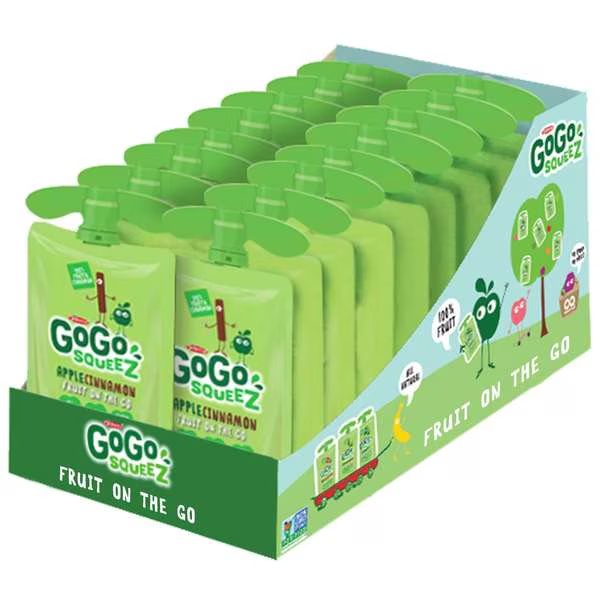 GoGo Squeez Apple Cinnamon Applesauce 3.2 oz. Pouch, PK18, Gogo Squeez, Mfr#: 221801