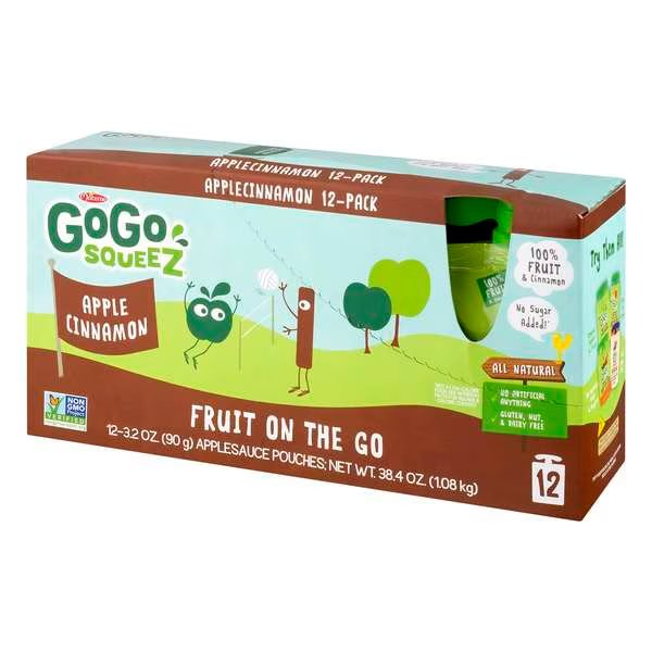 GoGo Squeez Apple Cinnamon Applesauce 3.2 oz. Pouch, PK72, Gogo Squeez, Mfr#: 120448