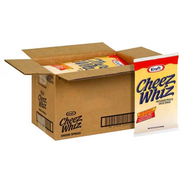 Cheez Whiz Processed Pouch Cheeze Whiz Spread 6.5lbs, PK6, Cheez Whiz, Mfr#: 10021000049223