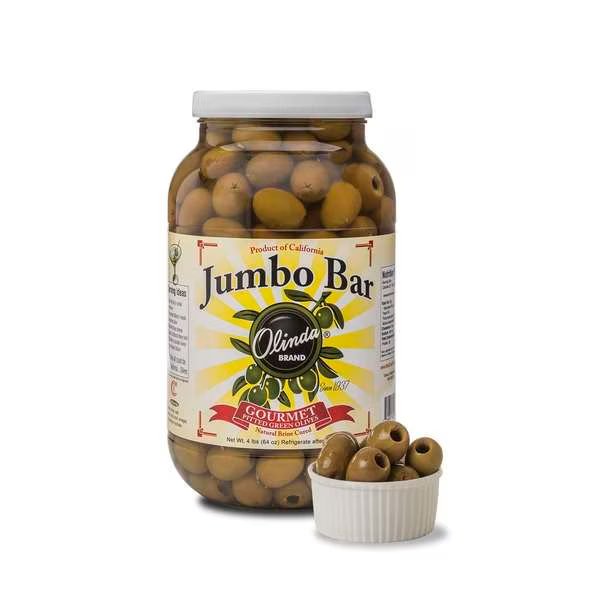 Jumbo California Queen Pitted Olive 110/120 1 gal. PET Jars, PK4, Olinda, Mfr#: 62015
