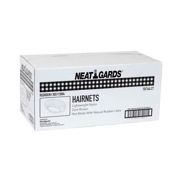 Handgards Nylon Dark Brown Large Light Weight Hairnet, PK1440, Neatgards, Mfr#: 305113004