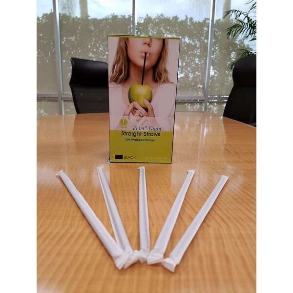 Goldmax Wrapped 10.25" Giant Black Straw, PK3000, Goldmax, Mfr#: 39211