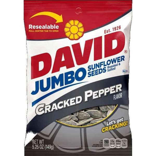 David Black Pepper Sunflower Seeds 5.25 oz., PK12, David, Mfr#: 2620023891