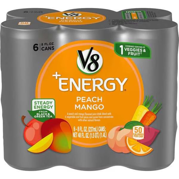 V8 Energy Peach Mango 8 oz. Per Bottle, PK24, V8, Mfr#: 000019625