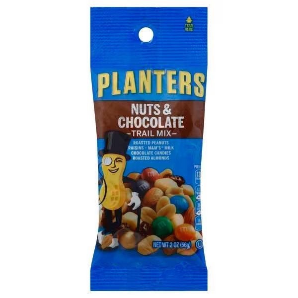 Planters Snack Nut Chocolate Trail Mix 2 oz. Bag, PK72, Planters, Mfr#: 10029000000275